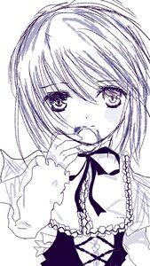 Rating: Safe Score: 0 Tags: 1girl eyebrows_visible_through_hair frills greyscale hair_between_eyes image long_sleeves looking_at_viewer monochrome ribbon short_hair smile solo souseiseki upper_body white_background User: admin
