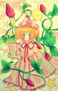 Rating: Safe Score: 0 Tags: 1girl blonde_hair bow colored_pencil_(medium) dress flower food frills fruit hina_ichigo hinaichigo image long_sleeves ribbon short_hair solo strawberry traditional_media watercolor_(medium) User: admin