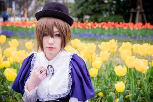 Rating: Safe Score: 0 Tags: 1girl blue_dress blue_eyes blurry brown_hair depth_of_field dress flower hat lips looking_at_viewer outdoors short_hair solo souseiseki upper_body User: admin