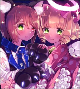 Rating: Safe Score: 0 Tags: +_+ 2girls animal_ears blonde_hair blush bow cat_ears cross diffraction_spikes drill_hair glint gloves green_eyes heterochromia hinaichigo image letterboxed magical_girl multiple_girls open_mouth pair paws red_eyes short_hair smile souseiseki sparkle sparkle_background sparkling_eyes star_(symbol) twin_drills User: admin