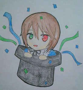 Rating: Safe Score: 0 Tags: 1girl blue_ribbon chibi confetti heterochromia image leaf looking_at_viewer marker_(medium) neck_ribbon open_mouth red_eyes ribbon short_hair solo souseiseki traditional_media User: admin