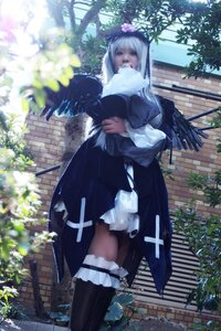 Rating: Safe Score: 0 Tags: 1girl animal bangs bird black_legwear closed_eyes dress long_hair long_sleeves outdoors solo standing suigintou wings User: admin