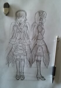Rating: Safe Score: 0 Tags: 2girls boots greyscale high_heels image long_hair long_sleeves monochrome multiple_girls ponytail ribbon solo standing suigintou traditional_media very_long_hair User: admin