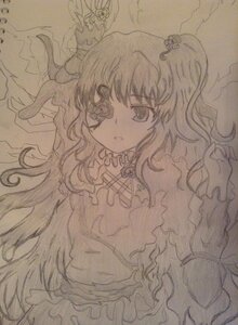 Rating: Safe Score: 0 Tags: 1girl auto_tagged dress eyepatch frills image kirakishou long_hair long_sleeves looking_at_viewer monochrome solo traditional_media very_long_hair User: admin
