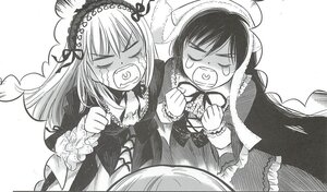 Rating: Safe Score: 0 Tags: 2girls >_< clenched_teeth closed_eyes dress frills greyscale hairband image lolita_hairband long_hair long_sleeves monochrome multiple_girls open_mouth pair sharp_teeth suigintou suiseiseki tears teeth wings User: admin