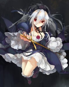 Rating: Safe Score: 0 Tags: 1girl breasts dress flower frills image lolita_fashion long_hair long_sleeves red_eyes rose solo suigintou weapon white_hair User: admin