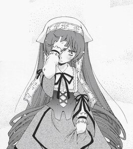 Rating: Explicit Score: 0 Tags: 1girl blush dress frills greyscale halftone image long_hair long_sleeves monochrome ribbon solo suiseiseki very_long_hair User: admin