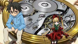 Rating: Safe Score: 0 Tags: 1boy 1girl black_hair blonde_hair blue_eyes bonnet bow dress glasses ground_vehicle image long_hair red_dress shinku sitting solo User: admin