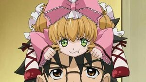 Rating: Safe Score: 0 Tags: 1boy 1girl :t blonde_hair bow brown_eyes dress green_eyes hair_bow hina_ichigo hinaichigo image pink_bow pout ribbon solo tears User: admin