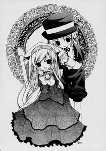 Rating: Safe Score: 0 Tags: 2girls dress greyscale hairband hat image lolita_fashion long_hair long_sleeves looking_at_viewer monochrome multiple_girls open_mouth pair polka_dot ribbon short_hair siblings sisters smile souseiseki suiseiseki top_hat very_long_hair User: admin