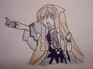 Rating: Safe Score: 0 Tags: 1girl blonde_hair dress heterochromia image long_hair long_sleeves open_mouth simple_background solo suiseiseki traditional_media veil very_long_hair User: admin