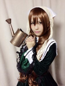 Rating: Safe Score: 0 Tags: 1girl brown_eyes brown_hair closed_mouth dress holding lace lips long_hair long_sleeves looking_at_viewer solo suiseiseki User: admin