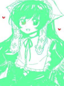 Rating: Safe Score: 0 Tags: 1girl bug butterfly cat_ears dress green_theme heart image insect long_hair long_sleeves monochrome open_mouth ribbon smile solo suiseiseki User: admin
