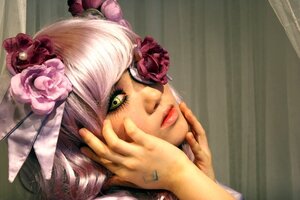 Rating: Safe Score: 0 Tags: 1girl barasuishou eyelashes fingernails flower hair_flower hair_ornament hands lips looking_at_viewer pink_flower realistic rose solo User: admin