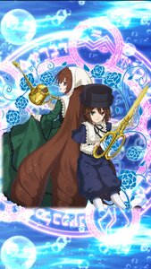 Rating: Safe Score: 0 Tags: 2girls blue_dress brown_hair dress frills green_dress green_eyes hat heterochromia image long_hair long_sleeves magic_circle multiple_girls pair pants short_hair siblings souseiseki staff suiseiseki twins User: admin