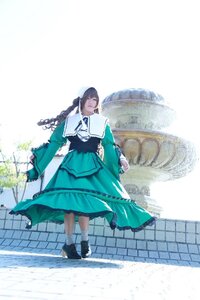 Rating: Safe Score: 0 Tags: 1girl black_hair braid chain-link_fence dress fence full_body green_dress long_hair long_sleeves shoes solo standing suiseiseki tiles white_legwear User: admin