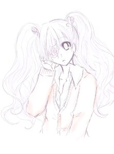 Rating: Safe Score: 0 Tags: 1girl auto_tagged blush hair_ornament image kirakishou long_hair monochrome open_shirt shirt solo striped twintails upper_body vertical_stripes User: admin