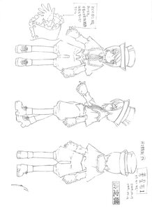Rating: Safe Score: 0 Tags: boots bow capelet character_name character_sheet doujinshi doujinshi_#140 english_text hair_ornament hat image lineart long_sleeves monochrome multiple multiple_views short_hair shorts standing torn_clothes turnaround underwear User: admin