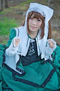 Rating: Safe Score: 0 Tags: 1girl artist_name bangs blue_dress blue_eyes blurry blurry_background brown_hair depth_of_field dress green_dress heterochromia lips long_hair long_sleeves looking_at_viewer outdoors red_eyes sitting smile solo suiseiseki User: admin