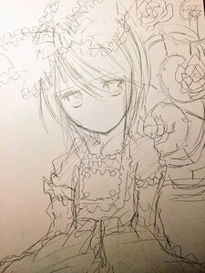 Rating: Safe Score: 0 Tags: 1girl bangs closed_mouth dress eyebrows_visible_through_hair flower frills greyscale hair_between_eyes image long_hair long_sleeves looking_at_viewer monochrome puffy_short_sleeves puffy_sleeves rose short_sleeves solo souseiseki upper_body User: admin