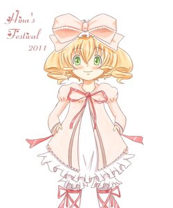 Rating: Safe Score: 0 Tags: 1girl blonde_hair blush bow character_name dress drill_hair green_eyes hina_ichigo hinaichigo image long_sleeves looking_at_viewer pink_bow pointy_ears ribbon short_hair simple_background smile solo standing striped white_background User: admin