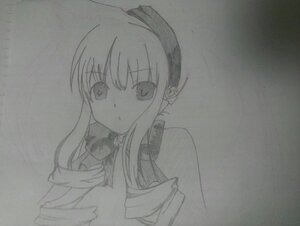 Rating: Safe Score: 0 Tags: 1girl beret eyebrows_visible_through_hair greyscale hat image long_hair looking_at_viewer monochrome photo shinku sidelocks solo traditional_media upper_body User: admin
