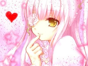Rating: Safe Score: 0 Tags: 1girl blurry dress finger_to_mouth flower heart image index_finger_raised kirakishou long_hair looking_at_viewer pink_hair shushing smile solo ultimate_madoka upper_body yellow_eyes User: admin