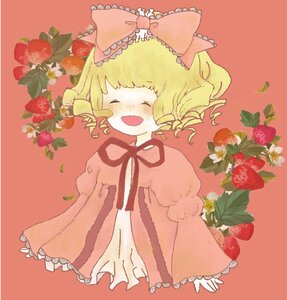 Rating: Safe Score: 0 Tags: 1girl apple blonde_hair blueberry blush bow cherry closed_eyes dress flower food fruit grapes hina_ichigo hinaichigo holding_fruit image long_sleeves open_mouth pink_bow red_flower short_hair simple_background smile solo strawberry strawberry_hair_ornament tomato watermelon User: admin