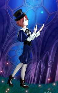 Rating: Safe Score: 0 Tags: 1boy grass green_eyes hat image ribbon short_hair solo souseiseki top_hat User: admin