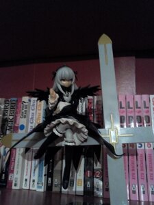 Rating: Safe Score: 0 Tags: 1girl black_dress black_legwear black_ribbon doll dress frilled_dress frills long_hair long_sleeves looking_at_viewer ribbon solo standing suigintou thighhighs wings User: admin