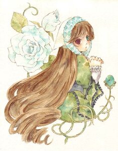 Rating: Safe Score: 0 Tags: 1girl brown_hair dress flower frills green_dress hat head_scarf heterochromia image long_hair long_sleeves looking_at_viewer looking_back red_eyes solo suiseiseki very_long_hair watering_can User: admin