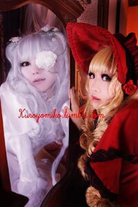 Rating: Safe Score: 0 Tags: 2girls blonde_hair dress flower fur_trim lips long_hair multiple_cosplay multiple_girls rose shinku tagme User: admin