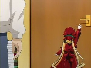 Rating: Safe Score: 0 Tags: 1boy 1girl blonde_hair bonnet dress image long_hair long_sleeves red_dress shinku solo standing twintails User: admin