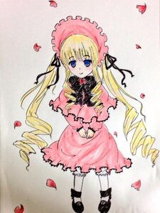 Rating: Safe Score: 0 Tags: 1girl auto_tagged black_footwear blonde_hair blue_eyes blush bonnet bow dress drill_hair flower full_body heart image long_hair long_sleeves looking_at_viewer pantyhose petals ringlets rose_petals shinku shoes solo standing traditional_media twin_drills twintails very_long_hair white_legwear User: admin