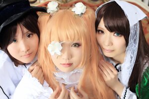 Rating: Safe Score: 0 Tags: 3d 3girls bangs black_hair blonde_hair blue_eyes blunt_bangs blurry brown_hair closed_mouth depth_of_field flower green_eyes hat heterochromia lips long_hair looking_at_viewer multiple_cosplay multiple_girls realistic short_hair smile swept_bangs tagme white_flower white_rose User: admin