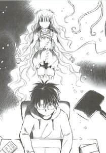Rating: Safe Score: 0 Tags: 1boy 1girl comic dress frills greyscale hood hoodie image kirakishou long_hair monochrome solo very_long_hair User: admin