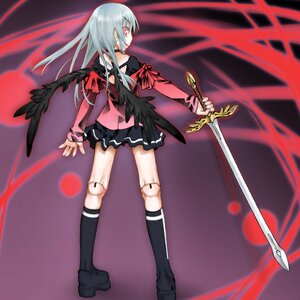 Rating: Safe Score: 0 Tags: 1girl black_wings choker commentary_request doll_joints image joints kakashichi kneehighs long_hair looking_back miniskirt pink_eyes red_eyes rozen_maiden silver_hair skirt socks solo suigintou sword weapon wings User: admin