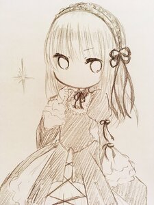 Rating: Safe Score: 0 Tags: 1girl bangs blush brown_background bug closed_mouth dress eyebrows_visible_through_hair greyscale hair_between_eyes hairband hand_up image insect long_hair long_sleeves monochrome photo puffy_sleeves ribbon sleeveless sleeveless_dress sleeves_past_wrists solo striped suigintou traditional_media very_long_hair wide_sleeves User: admin