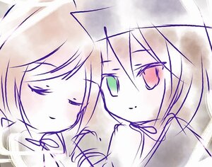 Rating: Safe Score: 0 Tags: 2girls ^_^ blush closed_eyes green_eyes hariruri image looking_at_viewer multiple_girls pair short_hair simple_background smile souseiseki suiseiseki white_background User: admin