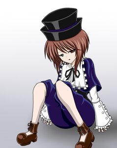 Rating: Safe Score: 0 Tags: 1girl blue_dress brown_footwear brown_hair dress frills full_body green_eyes hat heterochromia image long_sleeves looking_at_viewer red_eyes short_hair sitting solo souseiseki top_hat User: admin