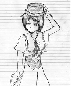 Rating: Safe Score: 0 Tags: 1girl auto_tagged blush capelet greyscale hat image looking_at_viewer monochrome short_hair smile solo souseiseki User: admin