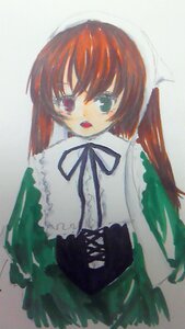 Rating: Safe Score: 0 Tags: 1girl :o brown_hair dress frills green_dress heterochromia image long_hair long_sleeves looking_at_viewer open_mouth red_eyes simple_background solo suiseiseki very_long_hair white_background User: admin