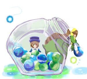 Rating: Safe Score: 0 Tags: 1boy 1girl brown_hair dress green_dress green_eyes hat heterochromia image long_sleeves pair short_hair siblings smile souseiseki suiseiseki twins User: admin