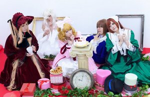 Rating: Safe Score: 0 Tags: blonde_hair blue_eyes brown_hair dress flower hat long_hair multiple_cosplay multiple_girls pipe realistic red_hair tagme User: admin