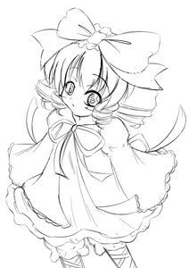 Rating: Safe Score: 0 Tags: 1girl bloomers blush bow dress drill_hair eyebrows_visible_through_hair greyscale hair_bow hinaichigo image long_sleeves looking_at_viewer monochrome puffy_sleeves short_hair sleeves_past_wrists solo standing striped vertical_stripes wings User: admin
