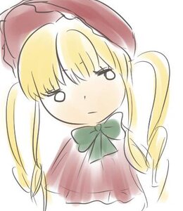 Rating: Safe Score: 0 Tags: 1girl blonde_hair blush bow bowtie green_bow green_neckwear hat image long_hair red_headwear shinku solo twintails upper_body v-shaped_eyebrows white_background white_shirt User: admin