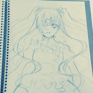Rating: Safe Score: 0 Tags: 1girl dress eyepatch frills image kirakishou long_hair looking_at_viewer monochrome solo traditional_media User: admin