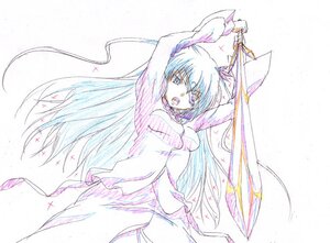 Rating: Safe Score: 0 Tags: 1girl armpits arms_up barasuishou bare_shoulders dress gloves image long_hair monochrome open_mouth solo traditional_media User: admin