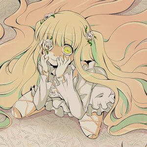 Rating: Safe Score: 0 Tags: 1girl blonde_hair dress flower frills hair_flower hair_ornament hands_on_own_cheeks hands_on_own_face image kirakishou long_hair long_sleeves looking_at_viewer solo thorns two_side_up very_long_hair yellow_eyes User: admin