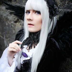 Rating: Safe Score: 0 Tags: 1girl bangs black_flower blunt_bangs eyelashes flower gothic_lolita hair_ornament lips long_hair looking_at_viewer purple_eyes rose solo suigintou upper_body User: admin